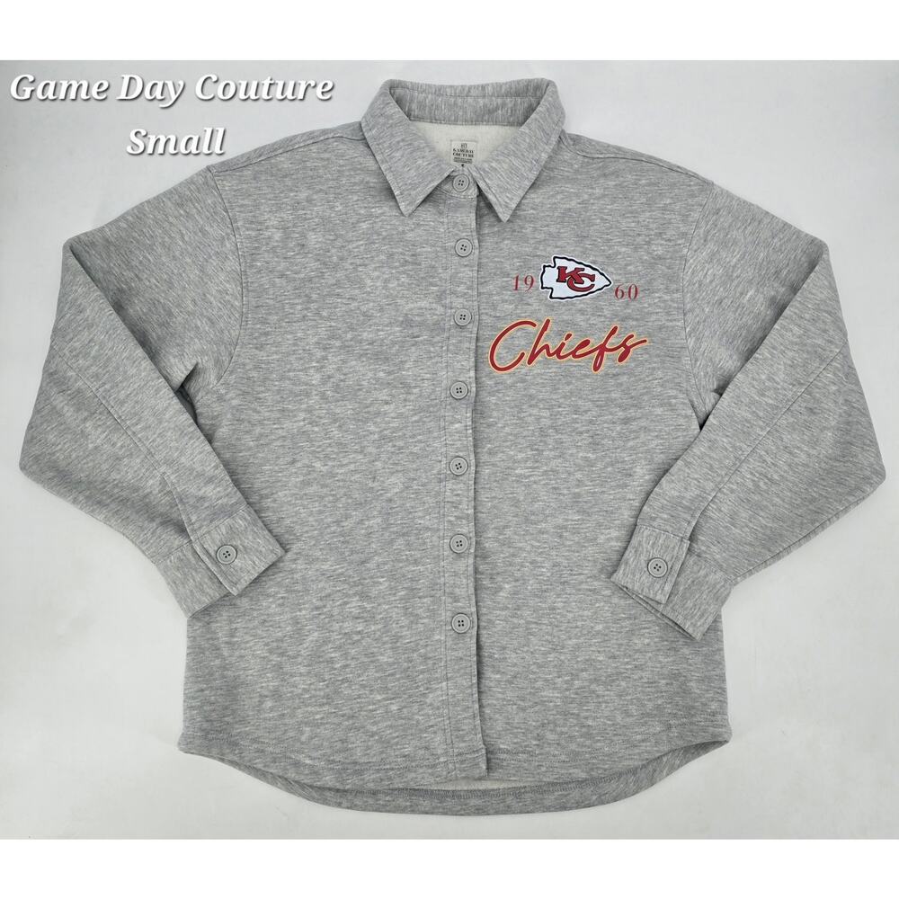 Kansas City Chiefs Gameday Couture Button Up Shirt Small Gray NFL Licensed KC